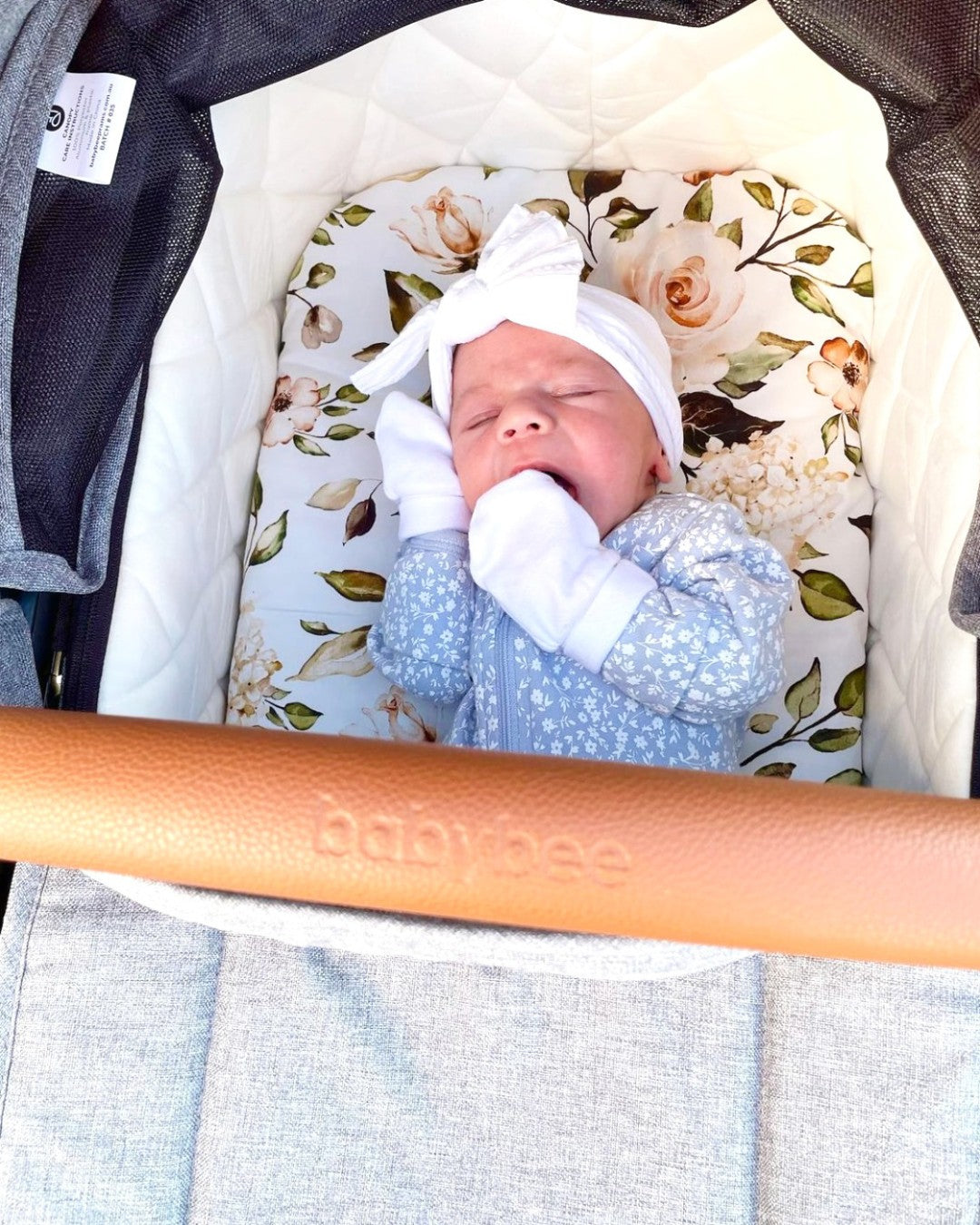Bassinet Liner – 100 % Cotton Handmade Liner by Harmony J in Bouquet White