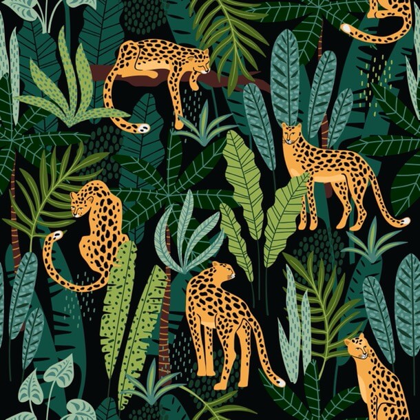 Universal Pram Liner Jungle Leopard In Navy - Premium Comfort + Waterproofing + Patterned Front & Back