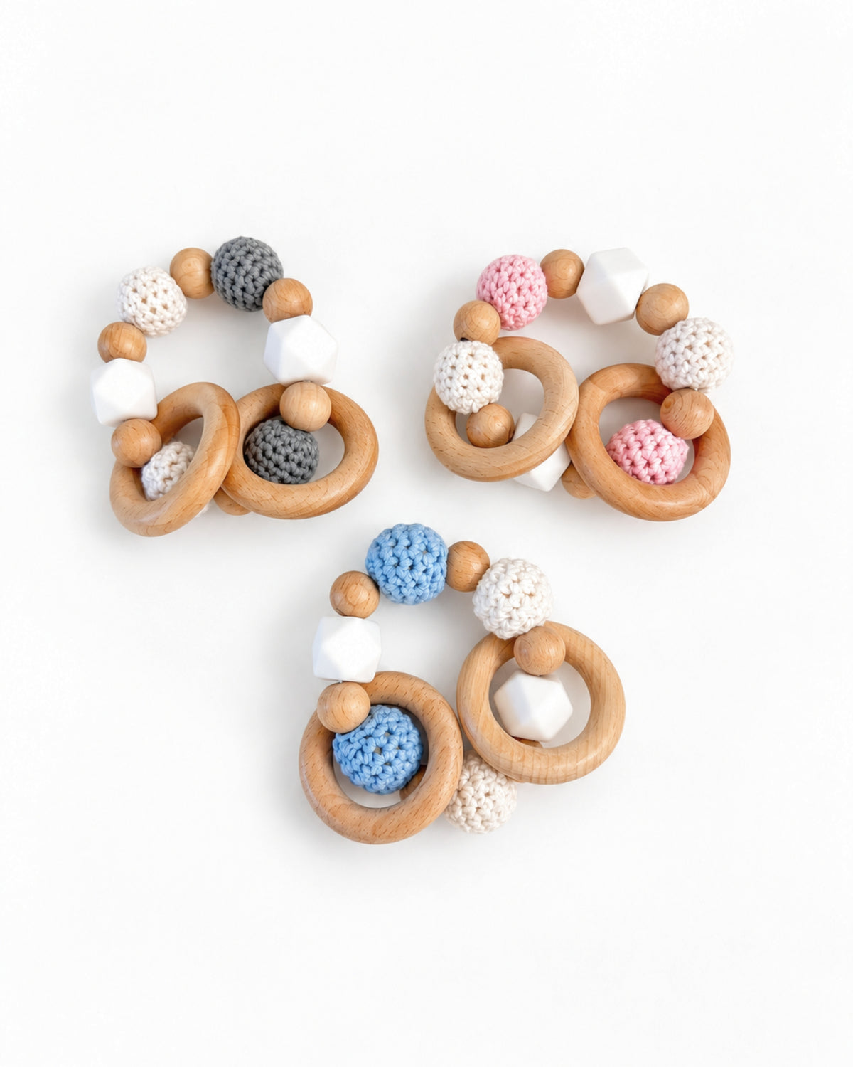 Crotchet Baby Teething Ring - 3 Pack (one colour)