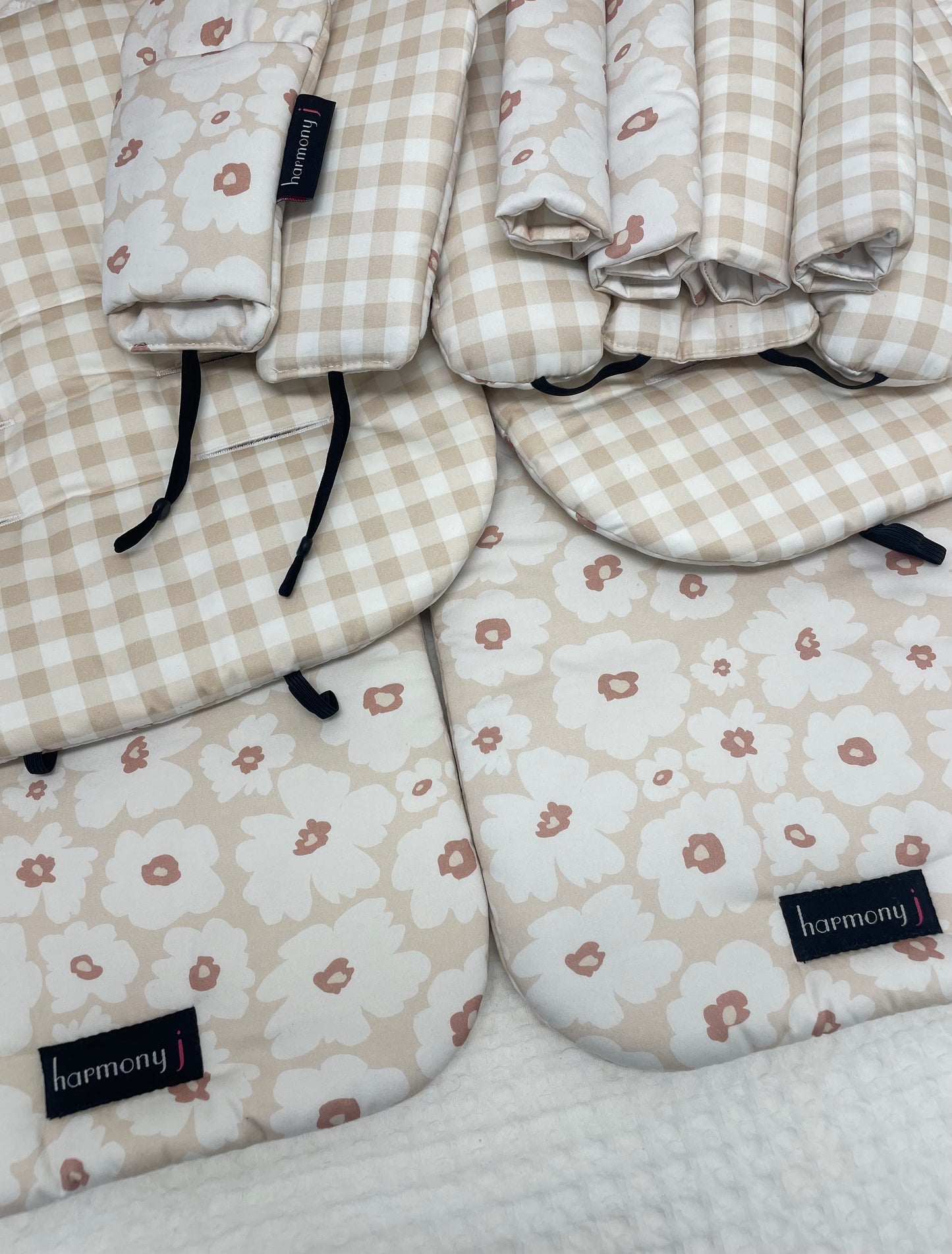 Bugaboo Donkey 5 Double Pram Liners, Harness Strap Covers, Crotch Strap Covers & Head Support Pillow