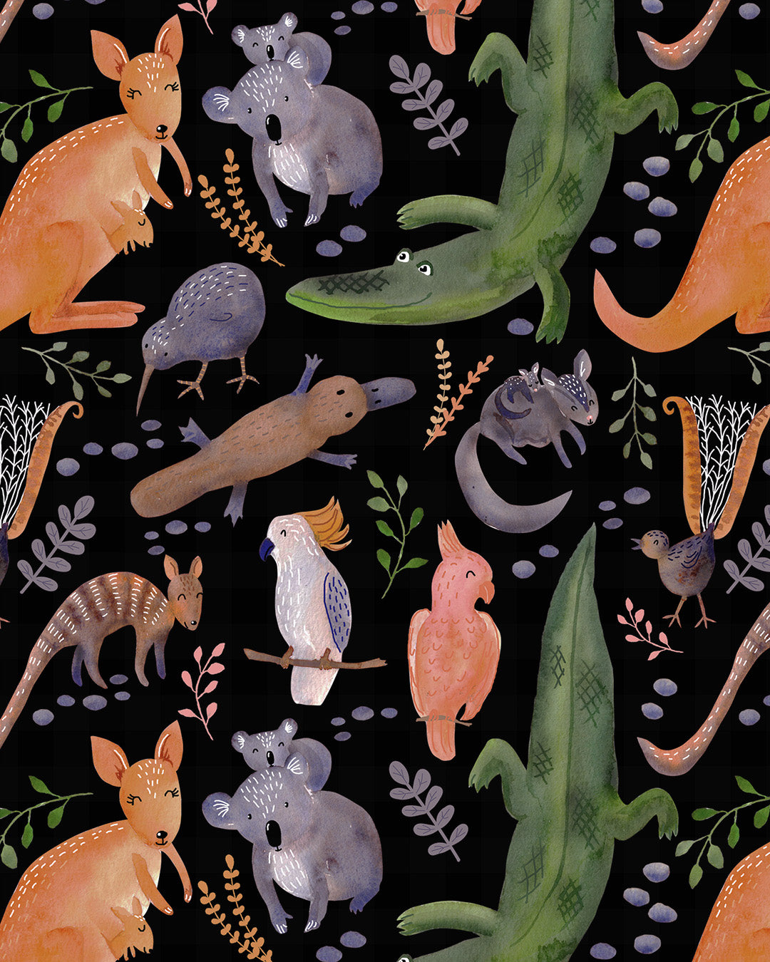 Aussie Animals Black