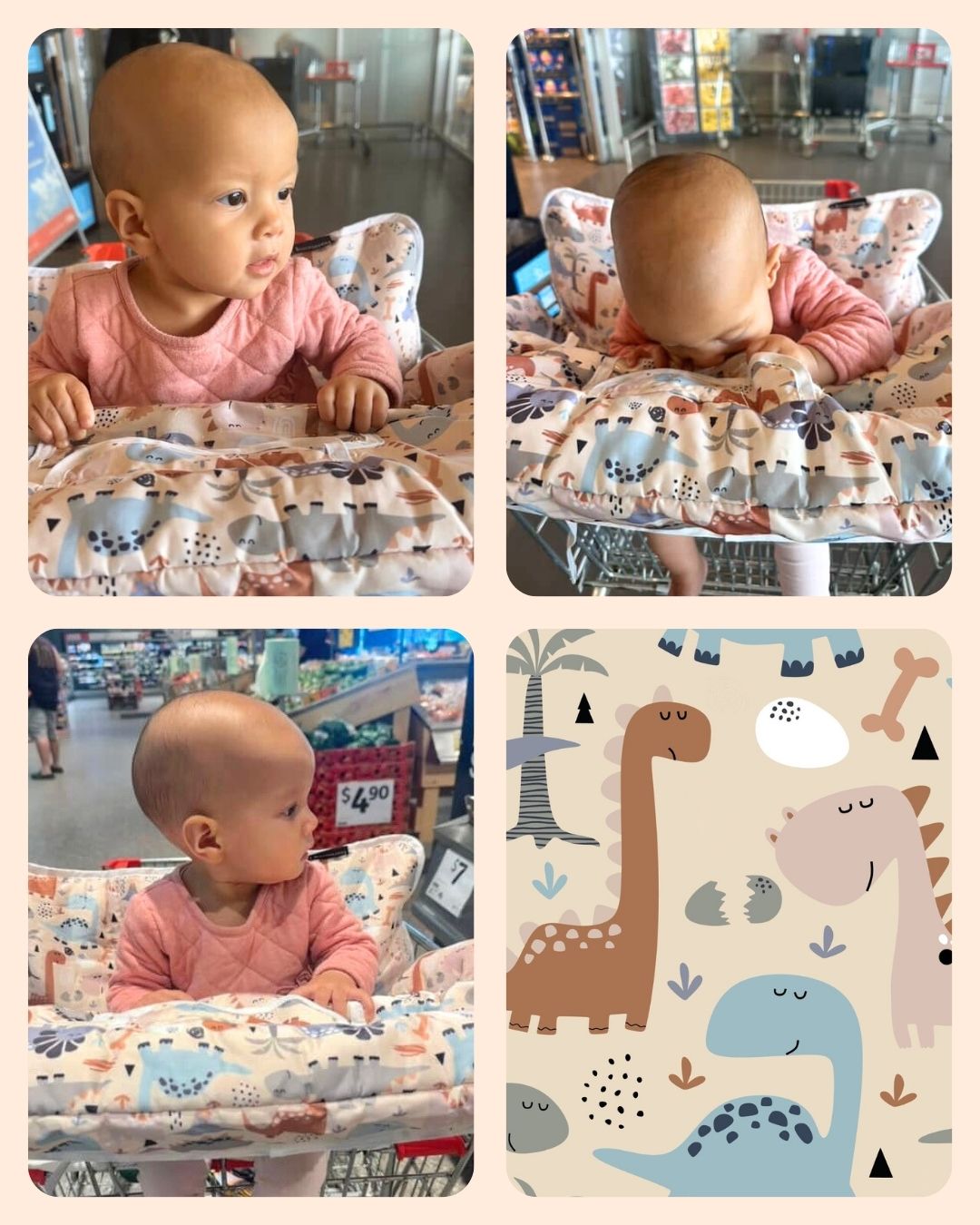 Dino land sand shopping trolley liner by harmony j super comfy baby