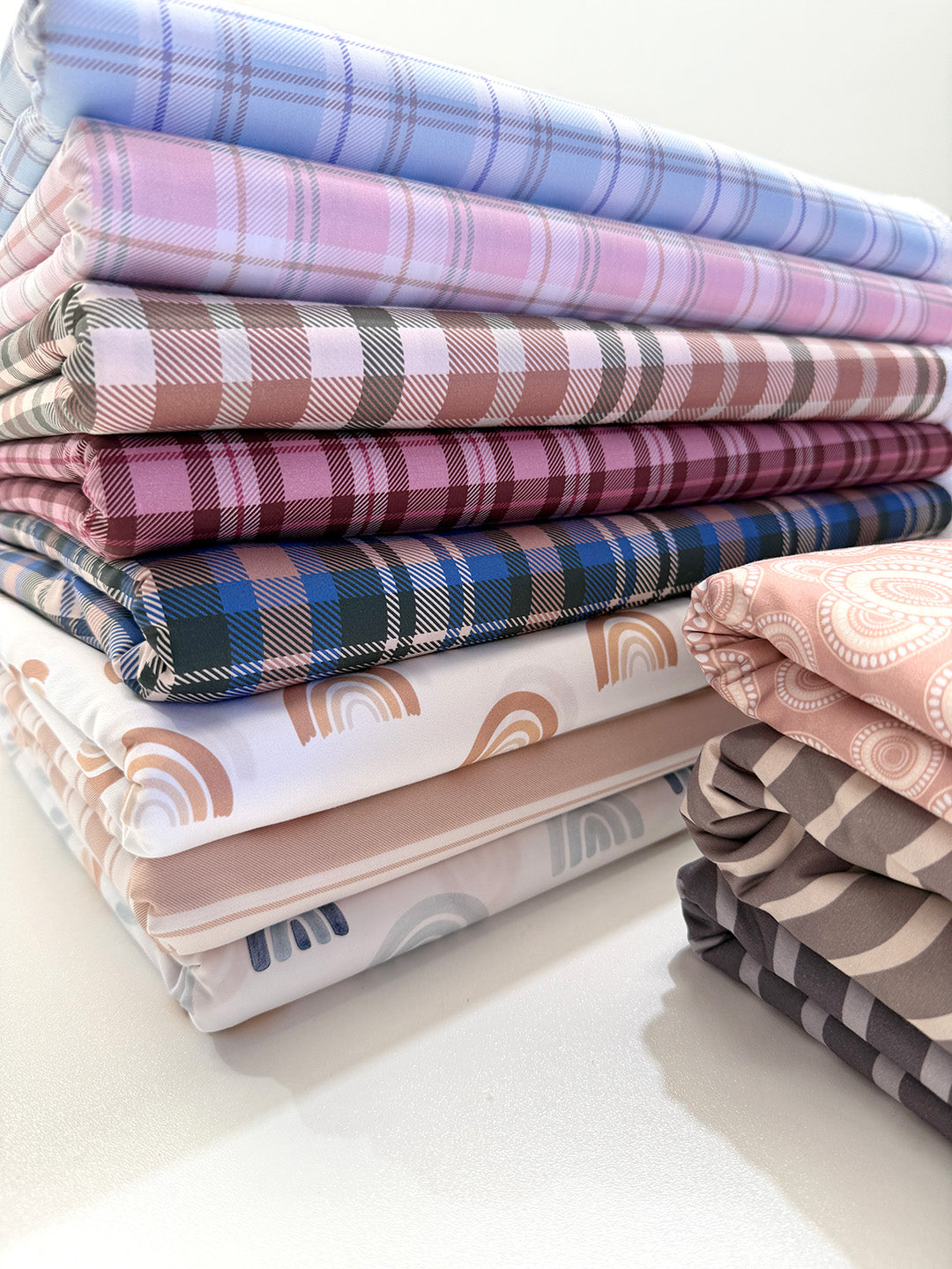 Plaid pink pram liner and other geometric designs by harmony j