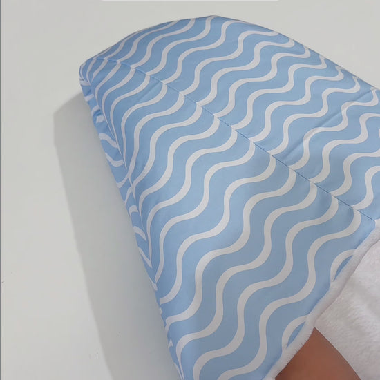 Waves Blue Pram Footmuff made for your baby on a cold day. Made in Australia by Harmony j
