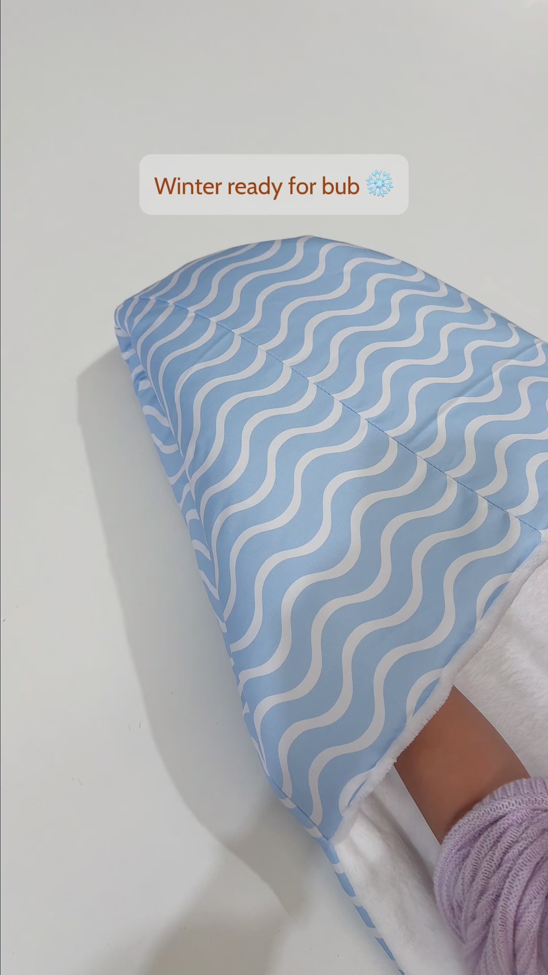 Waves Blue Pram Footmuff made for your baby on a cold day. Made in Australia by Harmony j
