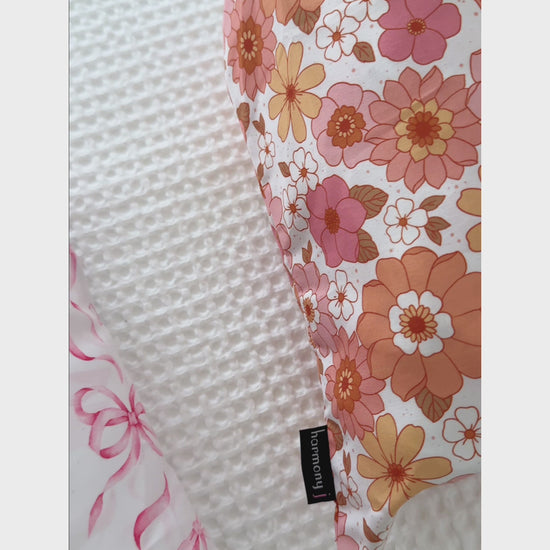 White Blossom Shopping Trolley Liner for baby. Soft, padded & comfortable made by Harmony j.