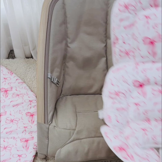 Fitting a Bouncer with a comfy newborn comfort insert made by harmony j.