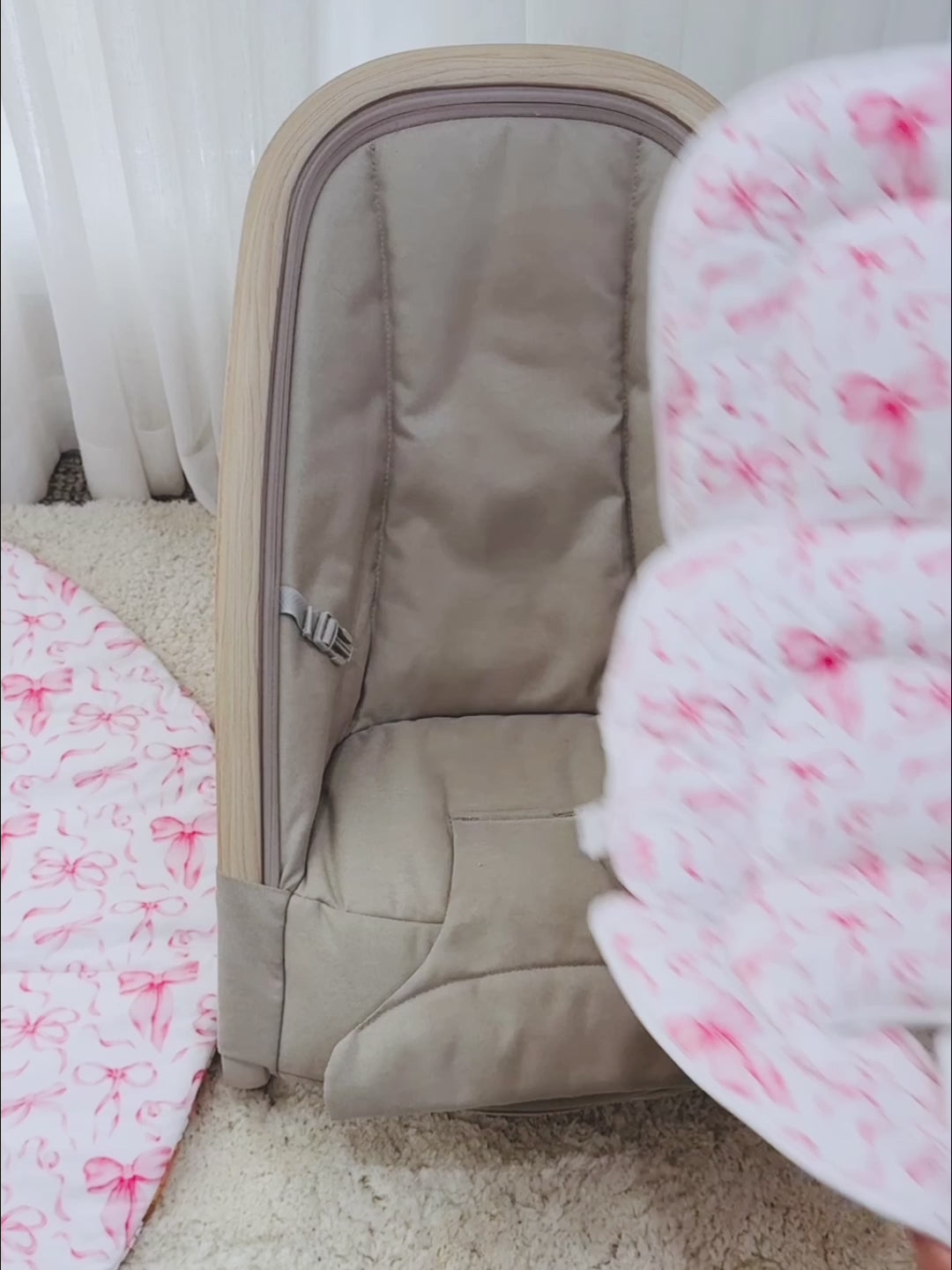 Fitting a Bouncer with a comfy newborn comfort insert made by harmony j.