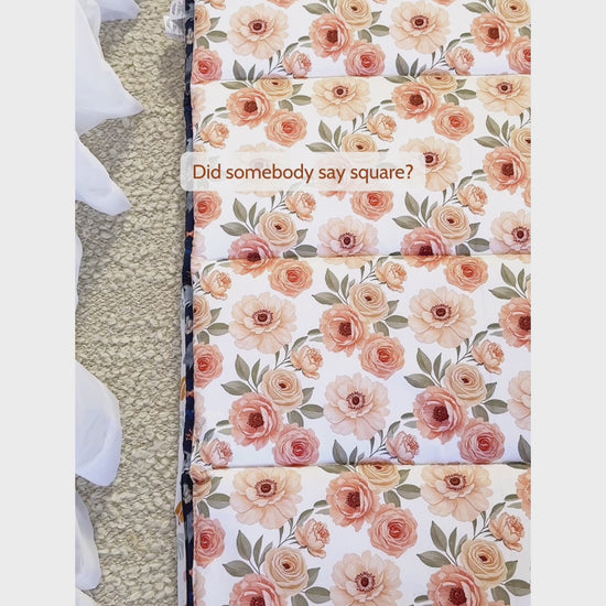 Beautiful baby play mats made by harmony j in really cute fabrics.