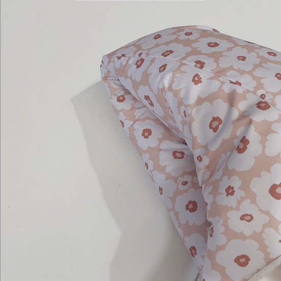 Beige Floral Pram Footmuff, super warm and soft for bub. Keeping them warm in winter without having to kick the blankets off. Made by Harmony j.