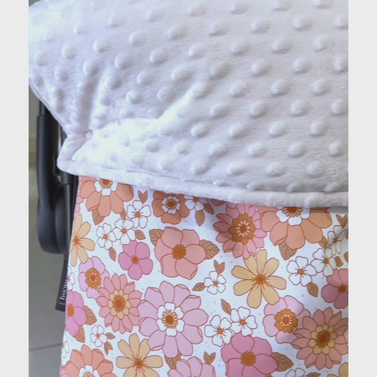 White Blossom pretty floral pram footmuff made by harmony j.