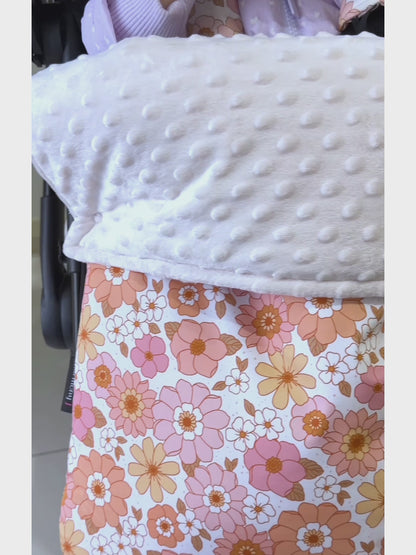 White Blossom pretty floral pram footmuff made by harmony j.