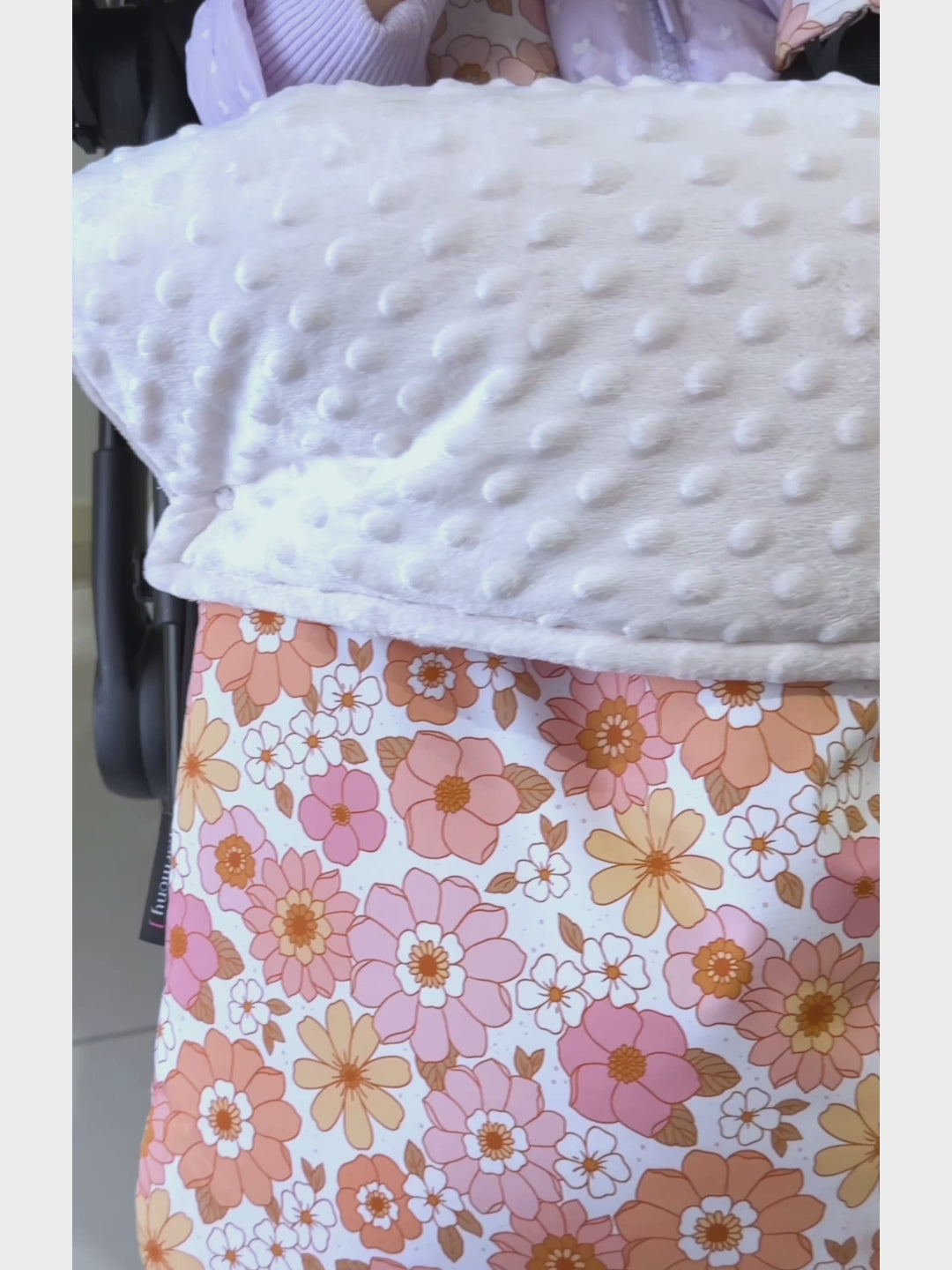 White Blossom pretty floral pram footmuff made by harmony j.