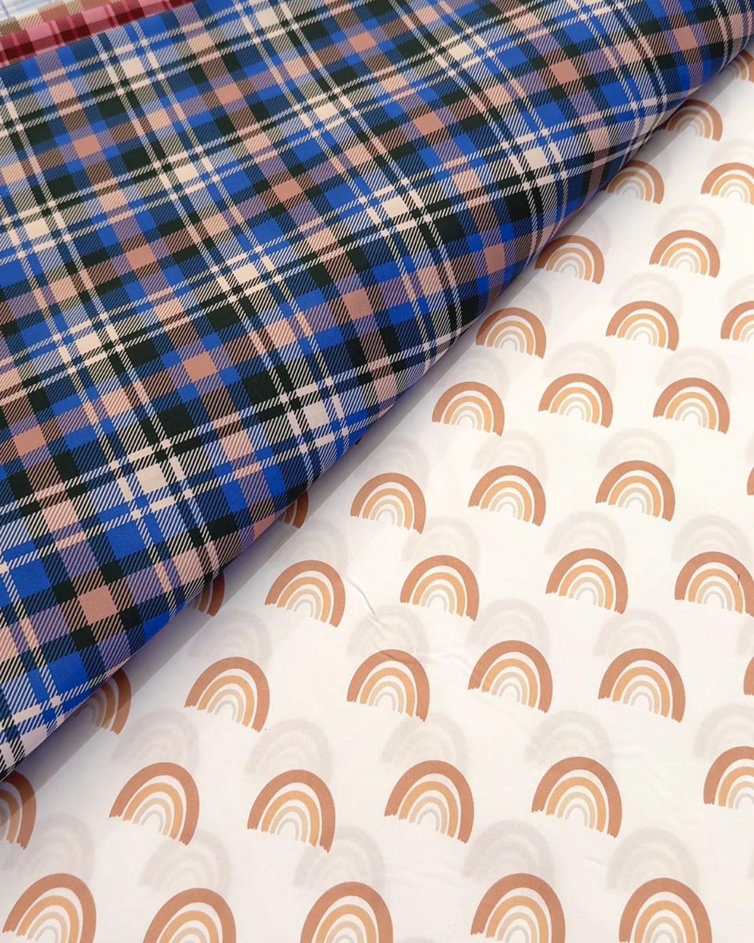 Rainbow fabric for pram liners and accessories by harmony j.