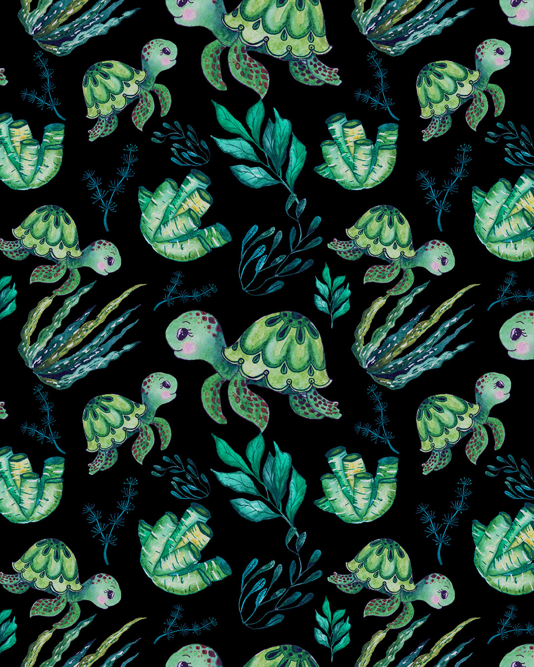 Sea Turtles Black