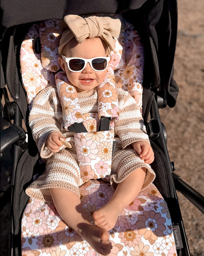 White Blossom Pram Liner on the Bugaboo Fox by Harmony j